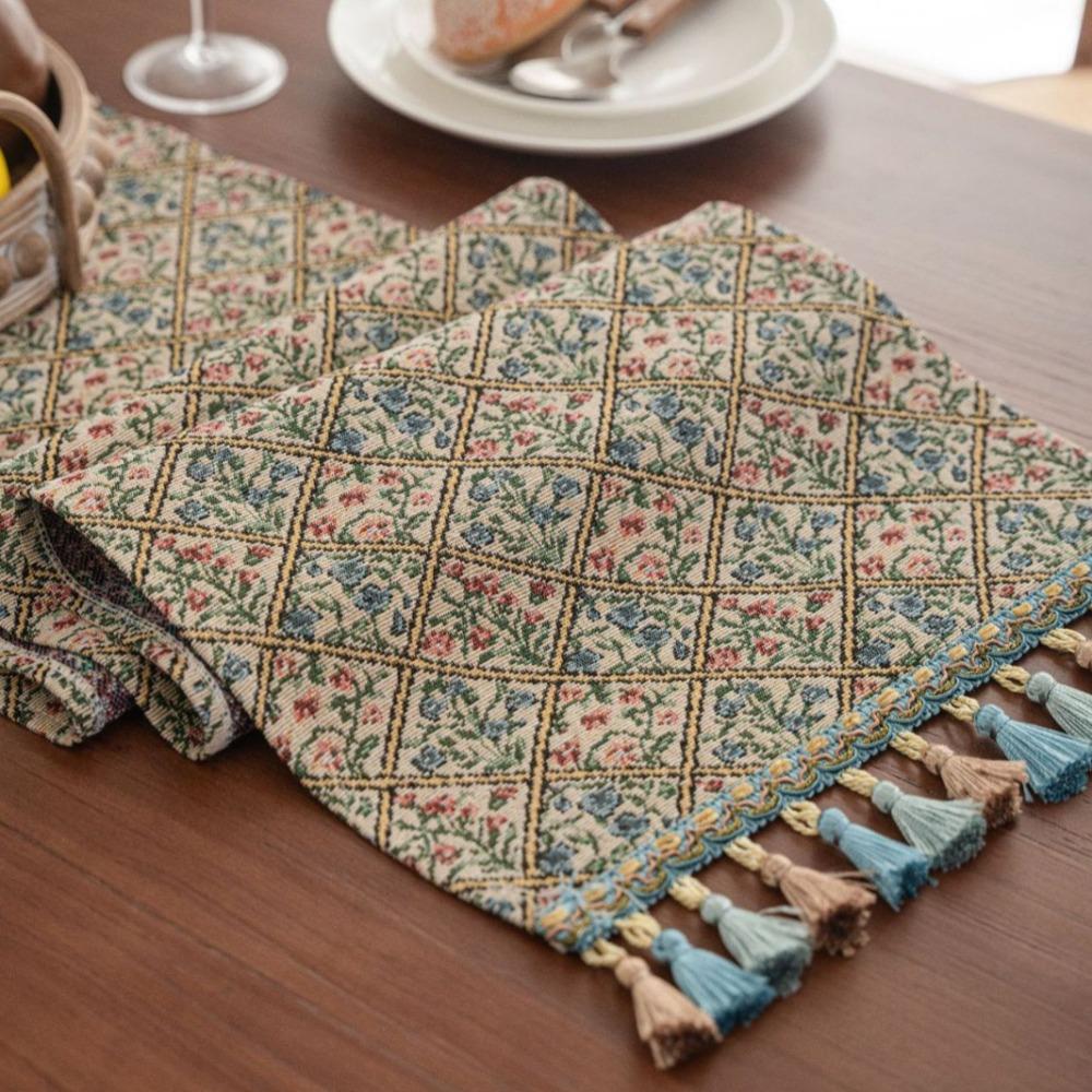 Cotton Table Cover with Tassel Tablecloth INS Table Runner  Table Decor