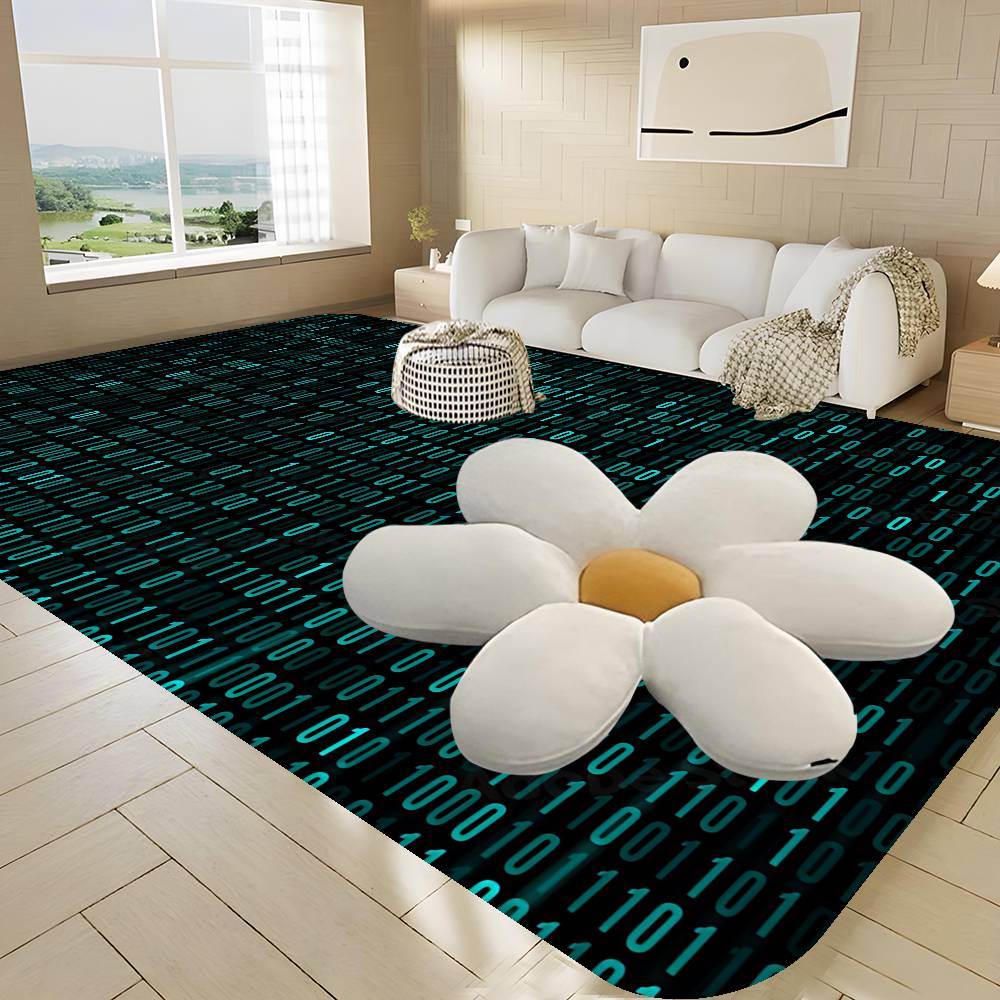 Binary Code The Matrix Program Chart Floor Mat INS Style Soft Bedroom Floor House Laundry Room Mat Anti-skid Household Carpets