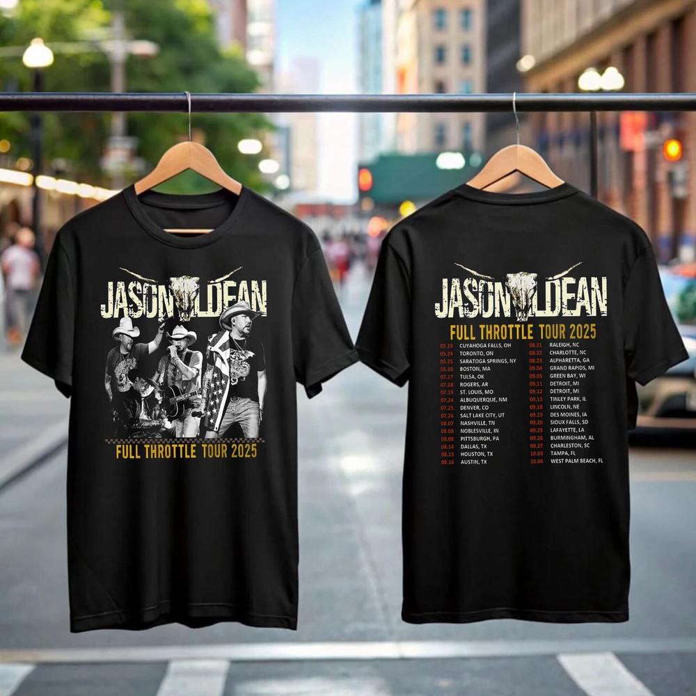 

Jason Aldean Full Throttle Tour 2025 Shirt Country Music Concert Tee Fans Gift Unisex T-Shirt M