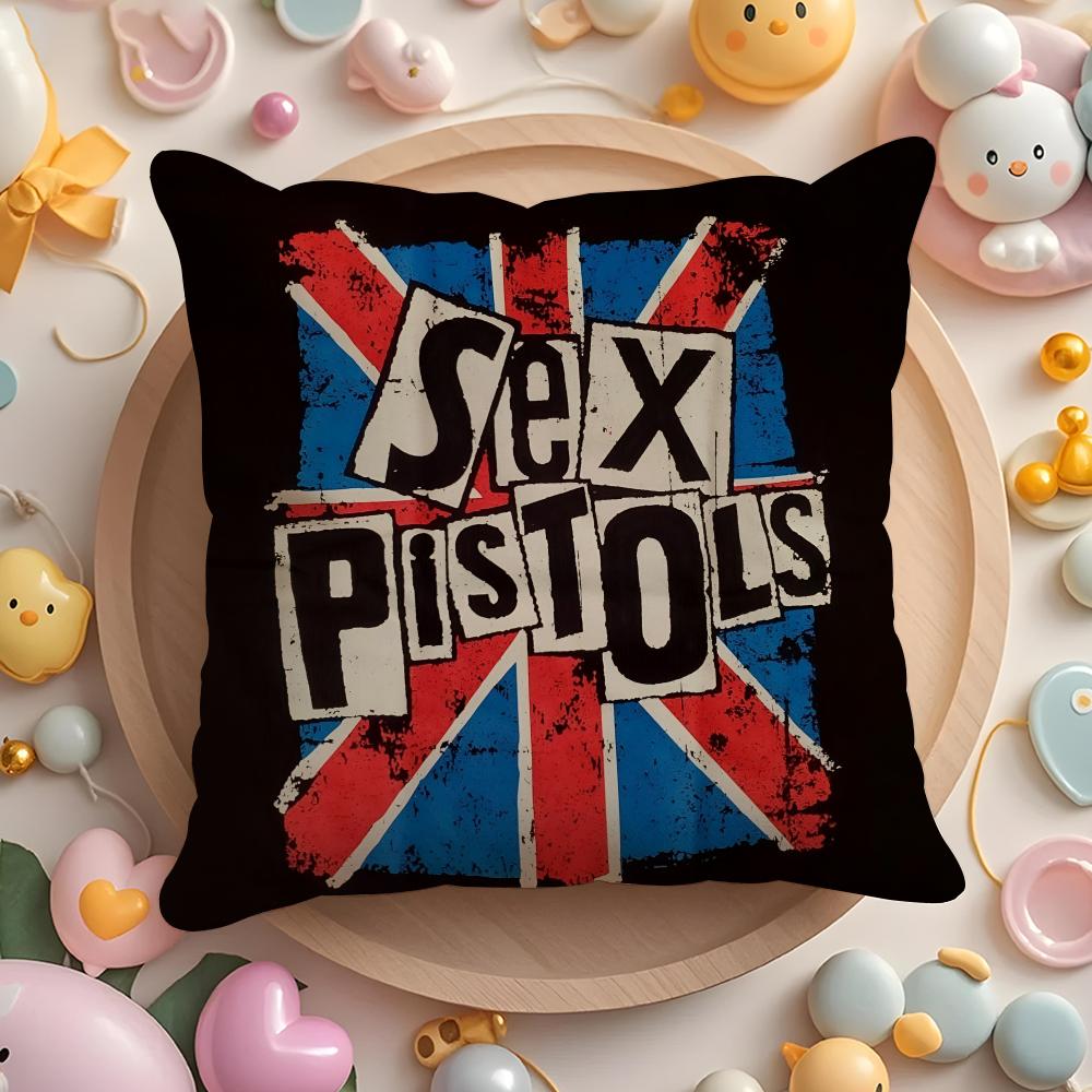 Punk Rock Band S-Sex Pistols Pillow Case Short Plush Double-Sided Printing Home Machine Washable In Warm Winter Cushion Cover