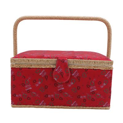 Duży koszyk do szycia z wzorem listów, pudełko organizer na akcesoria dla miłośników rękodzieła z wyjmowaną wewnętrzną tacką