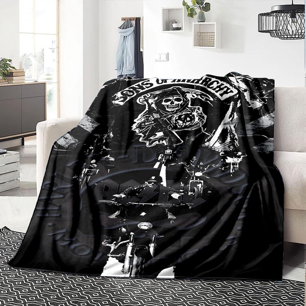 1pc Sons of Anarchy AC/DC Throw Blanket Soft Flannel, Cozy All Season Polyester Perfect for Home, Office
