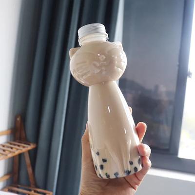 Kawaii Kedi Su Şişeleri Süt Çay Kahve Suyu Taşınabilir içme bardağı Ev Şeffaf Meyve Suyu Sıkma İçecek içme şişesi BPA Ücretsiz