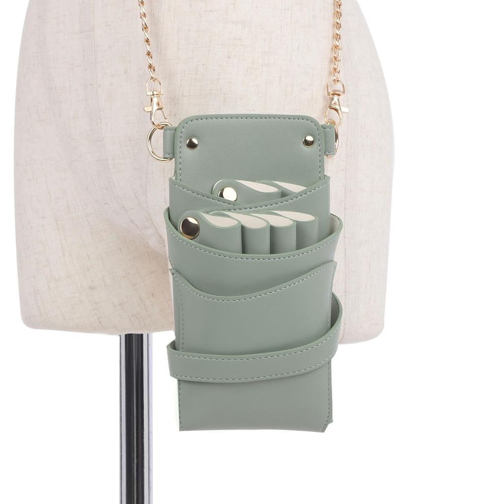 DEEDS Luxury Style Sienna Scissor Case with Mauve Holds for Hairdressers and Trimmers Chain, Green, 4-6 Scissors,