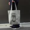 SOTONEKO JAPAN Tote Bag, Shoebill Design, Shoulder Bag, A4 Size, Vertical, Gusseted, Cotton, Men'sWomen's, Gray, Line Art Illustration