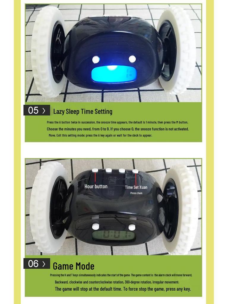 Runaway Alarm Clock - Fun Escape Clock with Wheels for Kids & Students, Snooze Feature