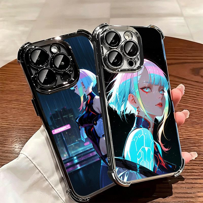 E-Edgerunners Anime Lucy Soft Phone Case For iPhone 15 16 17 Air 14 Pro Max 16E Plus 13 12 Mini Plating Anti-Fall Fundas