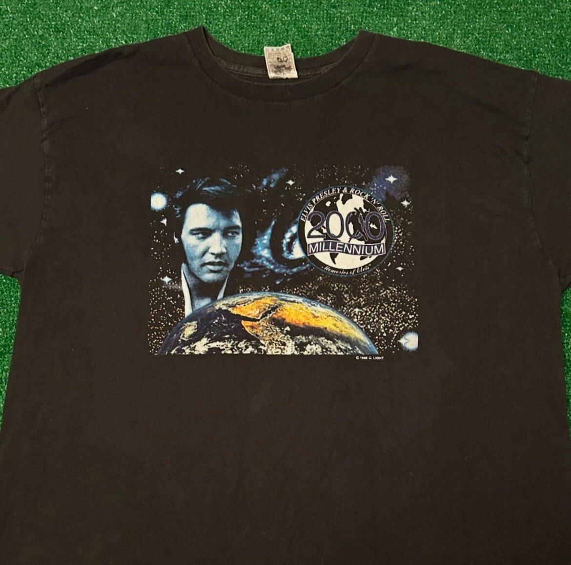 Vintage 90s Elvis Presley Earth Millennium 1999 2000 VTG Shirt Mens Size XXL 2XL