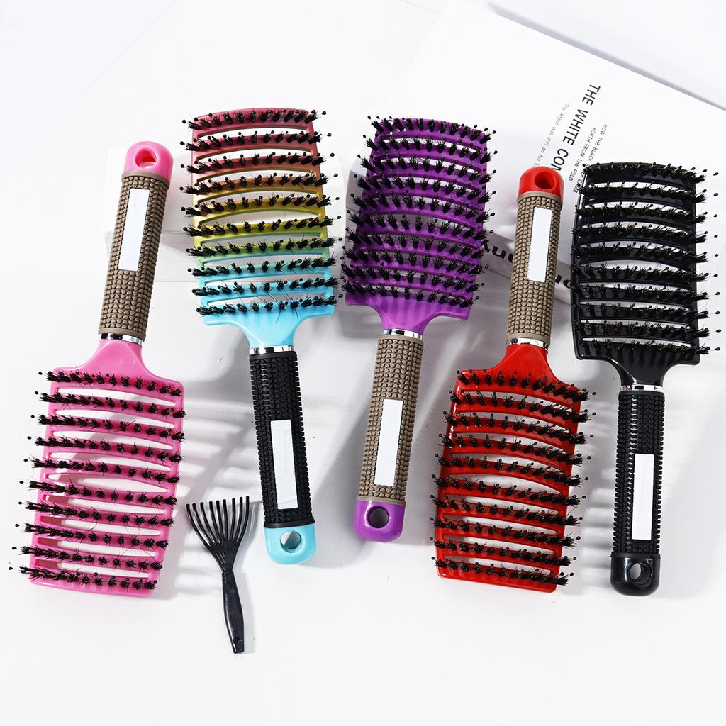 2er Kammset, Borsten großer gebogener Kamm und Reinigungszinken, gebogener belüfteter großer gebogener Kamm, Speziell für Echthaarperücken