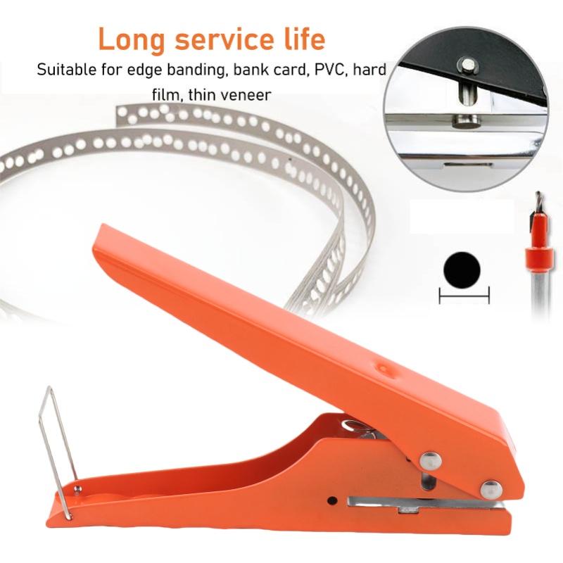 Single Hole Punch Heavy Duty Handheld Edge Banding Punching Pliers Tool For PVC Cards 10mm Flat Oblique Opening