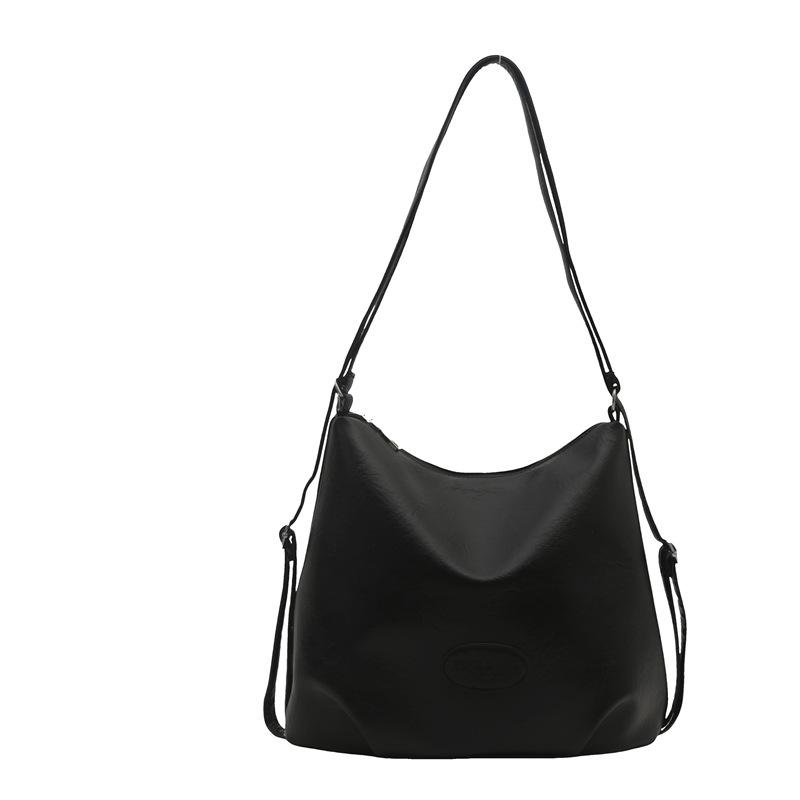 

2024 Новая складная сумка-тоут для женщин, большая вместимость, повседневный модный рюкзак, многофункциональная текстурированная сумка через плечо с косым ремнем чёрный