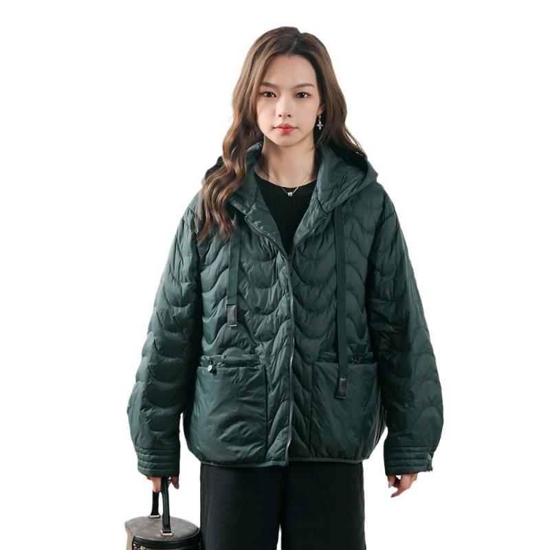 Feather winter new 90 white duck down solid color versatile fashion loose simple coat down jacket women
