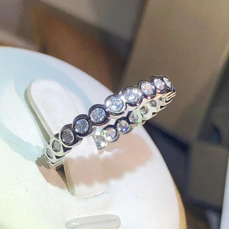 Exquisite Round CZ Promise Rings for Women Silver Color Fashion Contracted Wedding Bands Accessories Versatile Jewelry