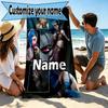Custom Name Personalized Jinx Print Beach Towel, for Trip Camping Beach Party Home Decor, Birthday Gift for Family & Friends