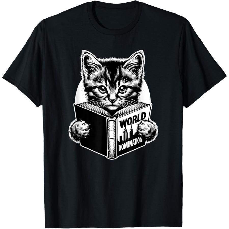 World Domination Cat Evil Kitten Mom Feline Genius Librarian T-Shirt XXXXXL чёрный
