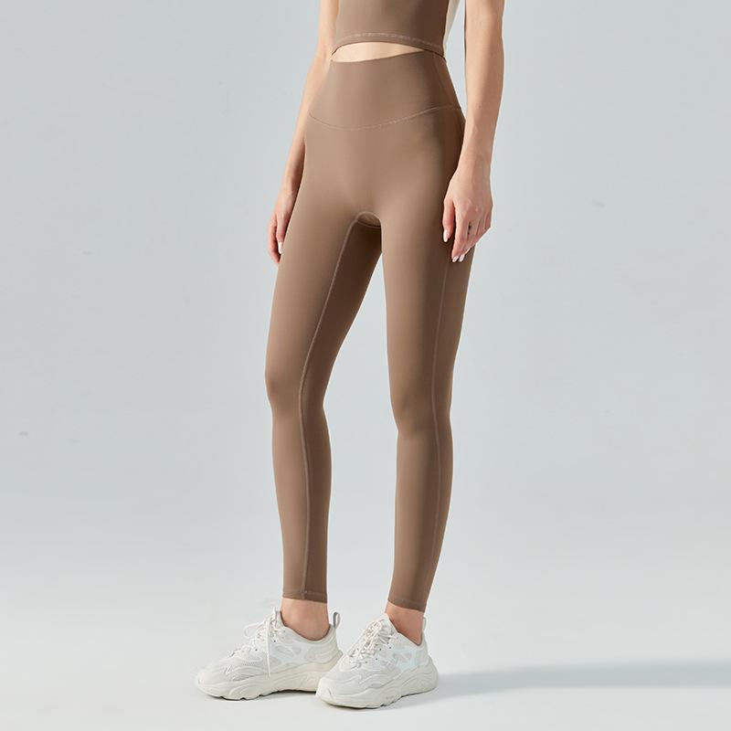 No Embarrassment Line Yoga Pants Long Women's Waxy Soft Peach Hip Fitness Pants High Waist Hip Lift Running Tight Sports Trousers