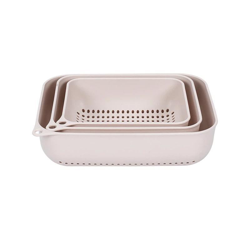 3Pcs Plastic Vegetable Washing Basket Kitchen Fruit Vegetable Asphalt Basket Fruit Storage Basket Fruit Vegetable Asphalt Basket хаки