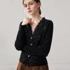 Women's Lace Beaded Trim V-neck Cashmere Cardigan - Loose Autumn/Winter Sweater Coat