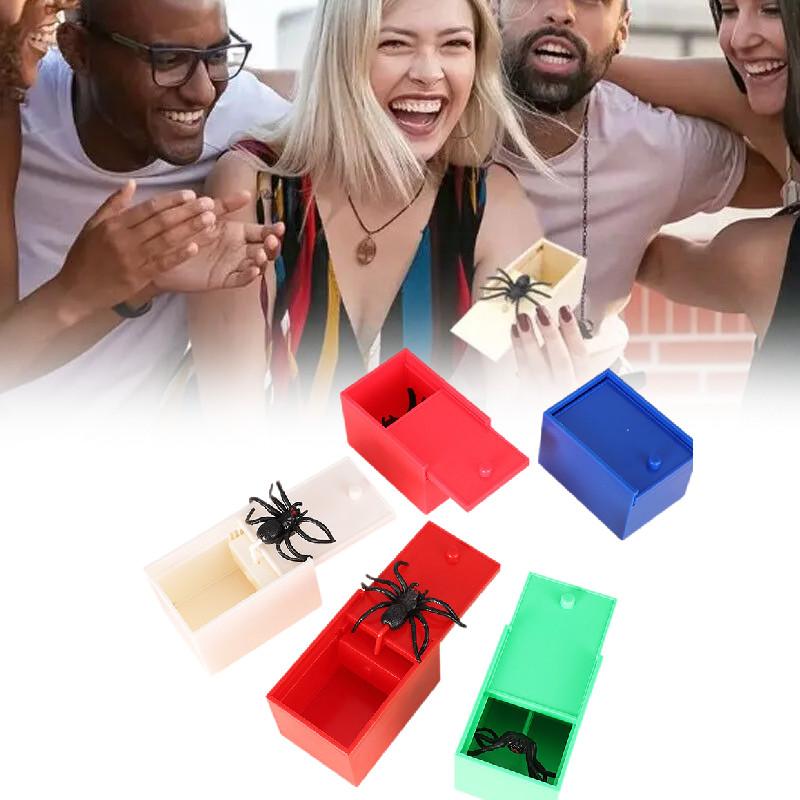 Halloween Prank Spider Toy Hidden In A Box Fake Spider Play Gag Joke Gift Scare