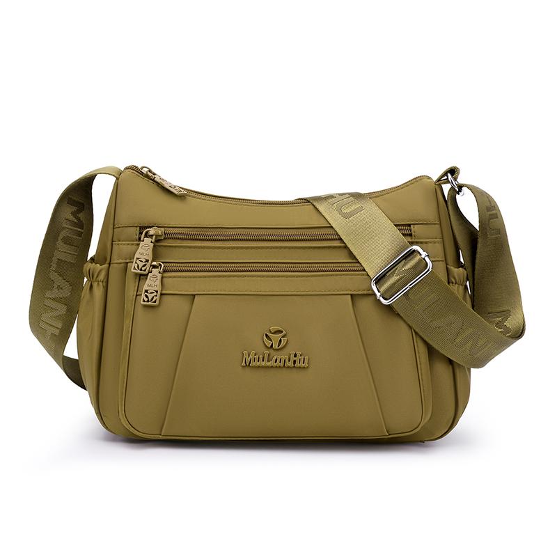 Leichte Nylon-Crossbody-Tasche mit mehreren Reißverschlussfächern, verstellbarer breiter Riemen, lässige Umhängetasche für Damen für den täglichen Gebrauch