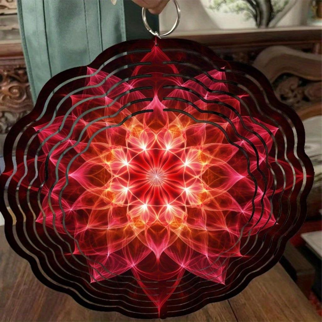 10-tommers roterende mandala vindklokke med 360-krok for utendørs hage, uteplassdekorasjon, vår, sommer, hengende ornament, gave til familie, venner