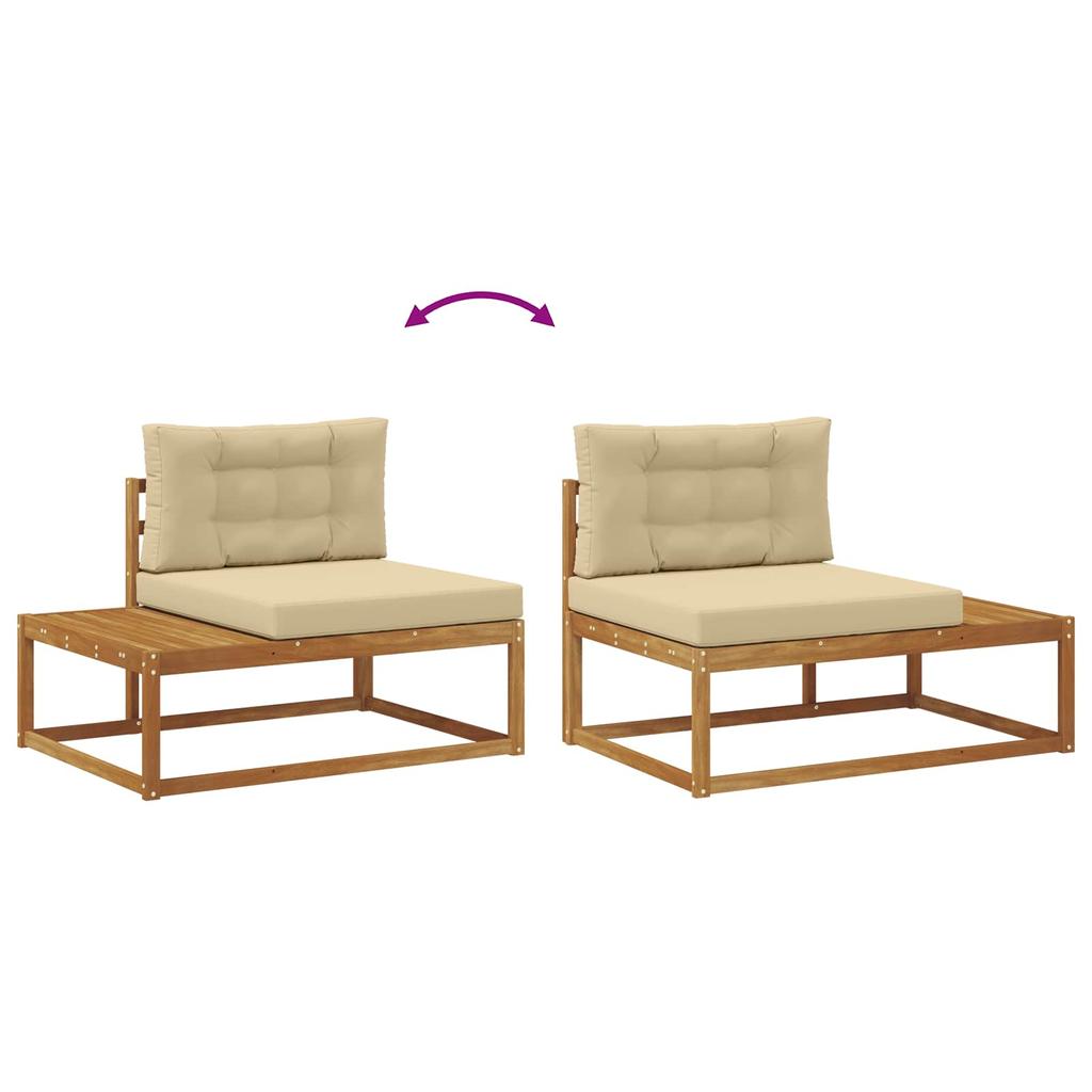 Ecksofa für den Außenbereich mit Kissen Natürliches Finish 115 x 83 x 73 cm