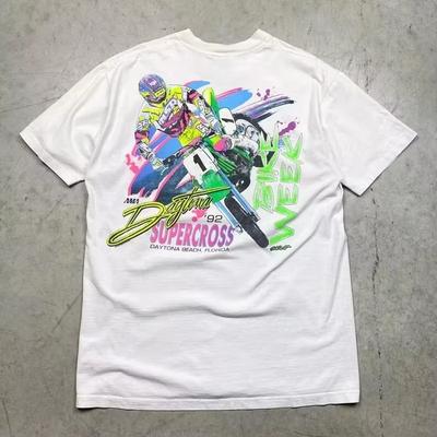 Retro 1992 Daytona Super Cross Tshirt Features McLarocco Mens Tshirt Black Summer Casual and Comfortable Cotton Tshirt