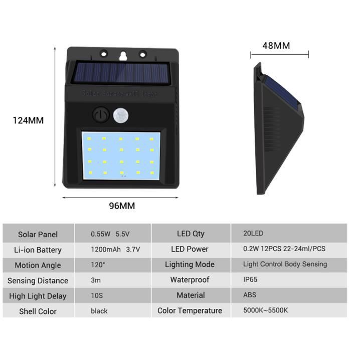 Lampe Solaire Extérieur 30 Led Lumière Solaire Extérieur ip65 étanche