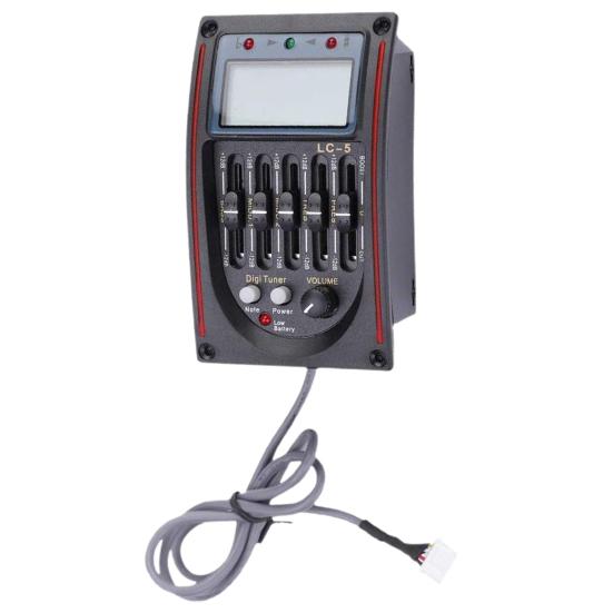 1 Set LC-5 Acoustic Guitar Pickup 5-Band EQ Equalizer System with Turner Backlight Adjustable Volume Control LCD Display Piezo Pickup Guitar