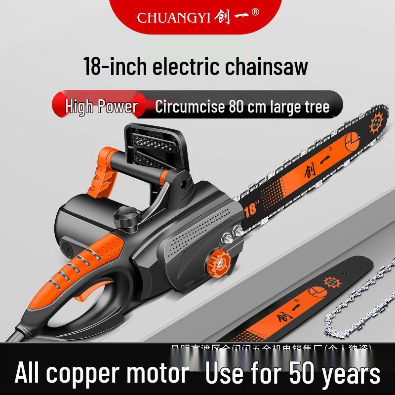 16-Inch Corded Electric Chainsaw: Handheld, Large Capacity for Household and Outdoor Use