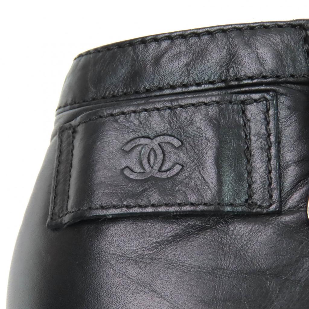 Great CHANEL Ankle boots black leather Women 36 G26164 Used