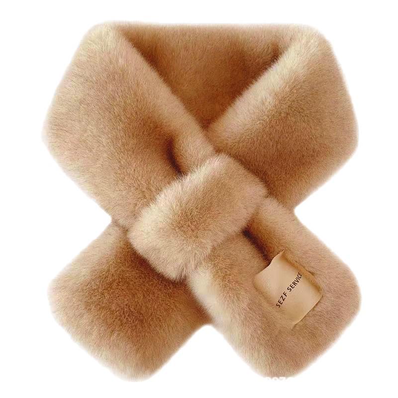 Korean-Style Soft Fuzz Scarf - Cozy Autumn/Winter Plush Neck Warmer