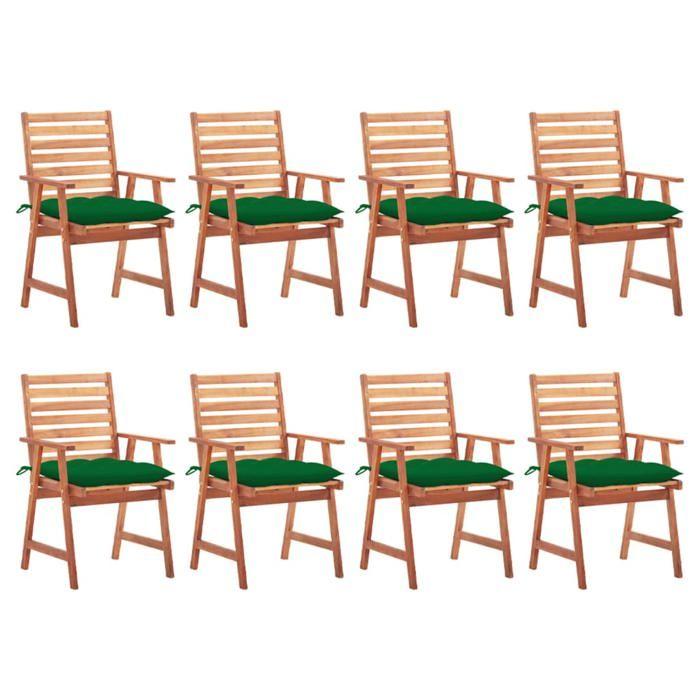Maison Exclusive - Chaises à manger d'extérieur lot de 8 et coussins Acacia massif