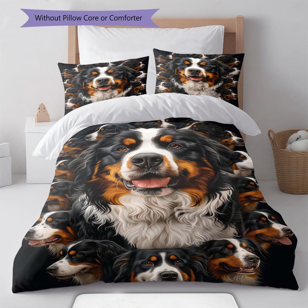 Set Copripiumino Trapuntato con Fantasia Cane di San Bernardo Federa Decorazione per la Casa Regalo (1 * copripiumino + 2 * federa, senza nucleo)