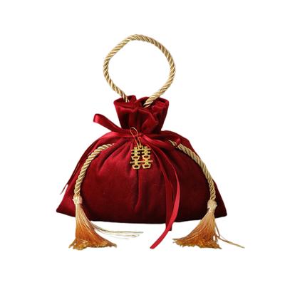 Süßigkeiten-Geschenktüte Flanell Kordelzug Geschenktüte mit Quasten für Hochzeit Weihnachten Geburtstagsfeier Gastgeschenk Rot