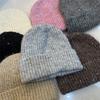 Simple Wool-blend Knitted Wool Hat Women's Fashionable Silver Sequined Ear Protectors Warm Cold Hat