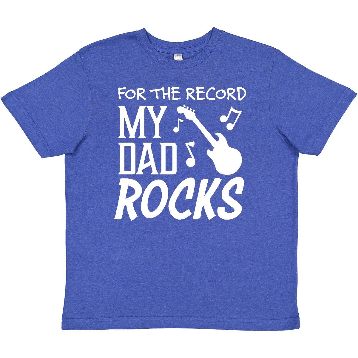 Inktastic For The Record, My Dad Rocks Youth T-Shirt Fathers Day Kids Father Son 130