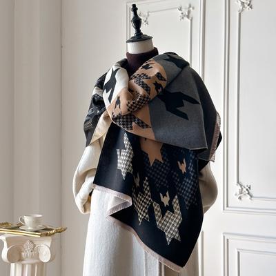 Scarf Women's Shawl, Winter Office Nap Blanket, Imitation Cashmere Tassel Warm Scarf Thickened