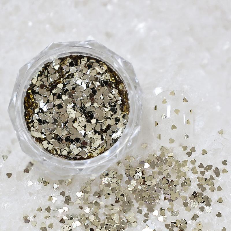1Jar 1Mm Mini Sparkling Love Nail Glitter Sparkling Heart Nail Decoration Nail Salon Design Cute Accessories Diy Nail Art Design