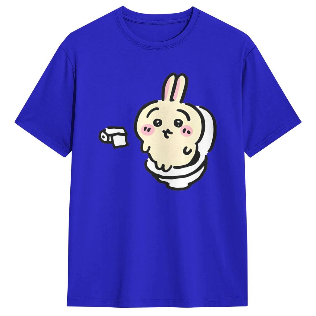 Usagi On The Toilet Potty Chiikawa Hachiware Poop Pooping T Shirts Short Sleeve Tshirt Summer Cotton O-Neck Oversized Top Tees