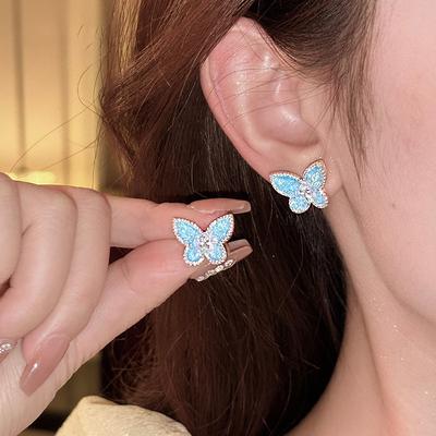 Dripping Butterfly Earrings Exquisite Temperament Versatile Earrings Fashion Personality Advanced Sense Niche Earrings Women