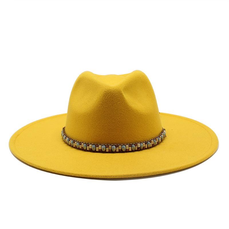 Unisex Large Brim Felt Fedora Hat For Spring Summer Autumn Winter