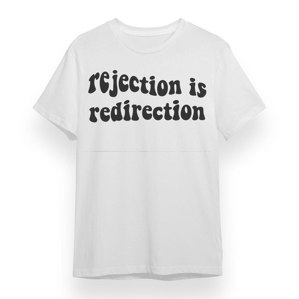 

Women s T-shirt With Rejection Is Redirection Graphic White Cotton Oversize Tee XL