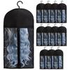 1set 12pcs Non-Woven Fabric Wig Storage Dust Cover Rectangle with 12pcs Plastic Wig Hook Black 600x310x1mm