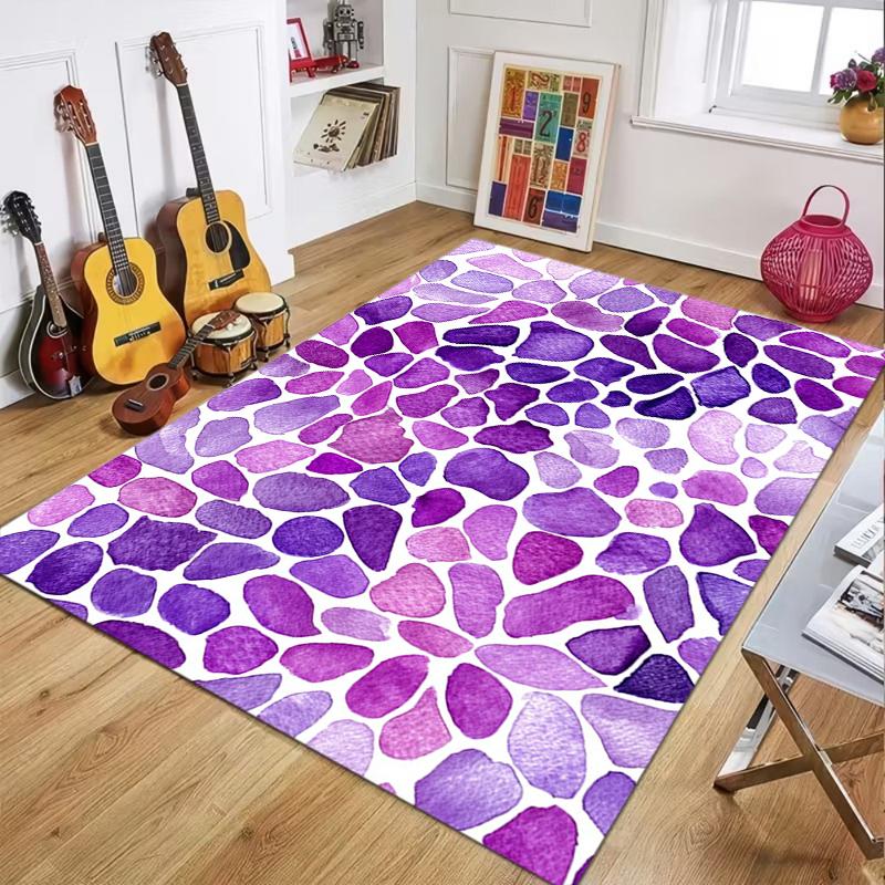 Watercolor Stone Print Area Rug Non-Slip Washable Soft Colorful Abstract Floor Mat for Living Room Bedroom Home Decor
