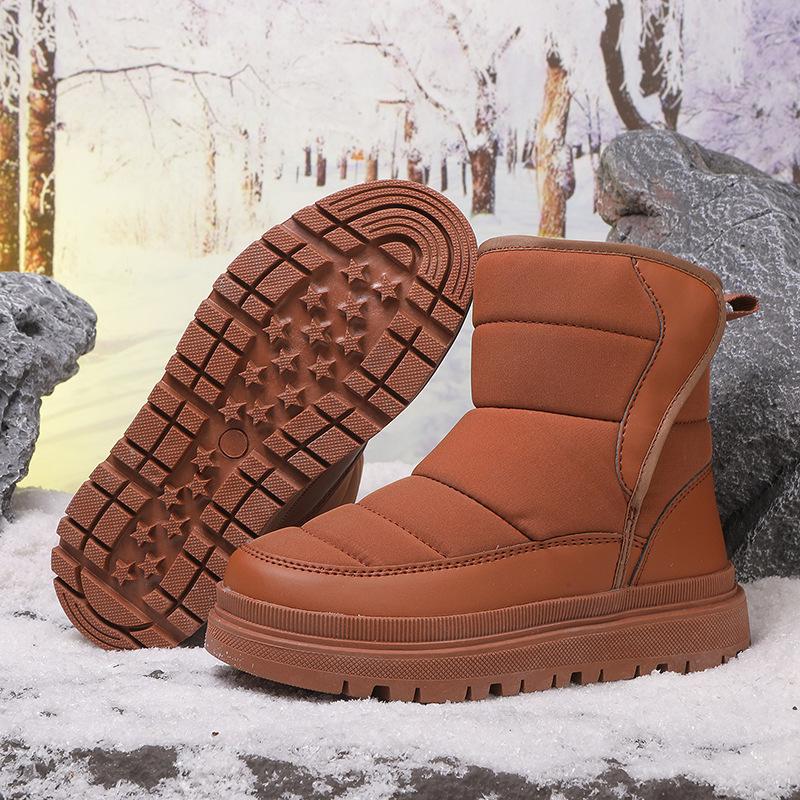Kids Non-slip Snow Boots Boys Girls Plush High-top Boots Warm Cotton Shoes Winter Walking Hiking Shoes