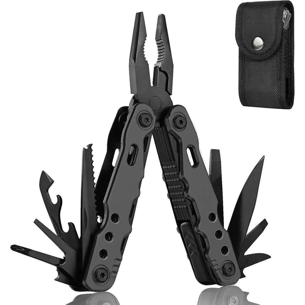 Narzędzie wielofunkcyjne Szczypce Narzędzie kieszonkowe Narzędzie kempingowe 12 w 1 Wielofunkcyjne narzędzie Prezenty dla mężczyzn Wielofunkcyjne narzędzie z blokadą bezpieczeństwa Śrubokręty Piła Otwieracz do butelek Pokrowiec