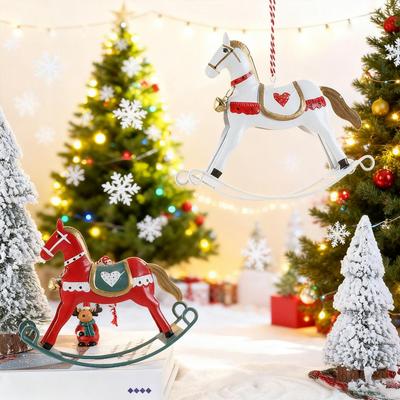 Eye-catching Tree Ornaments Christmas Ornaments Set Eye-catching Christmas Hanging Horse Figurines Iron Resin Horse for Home