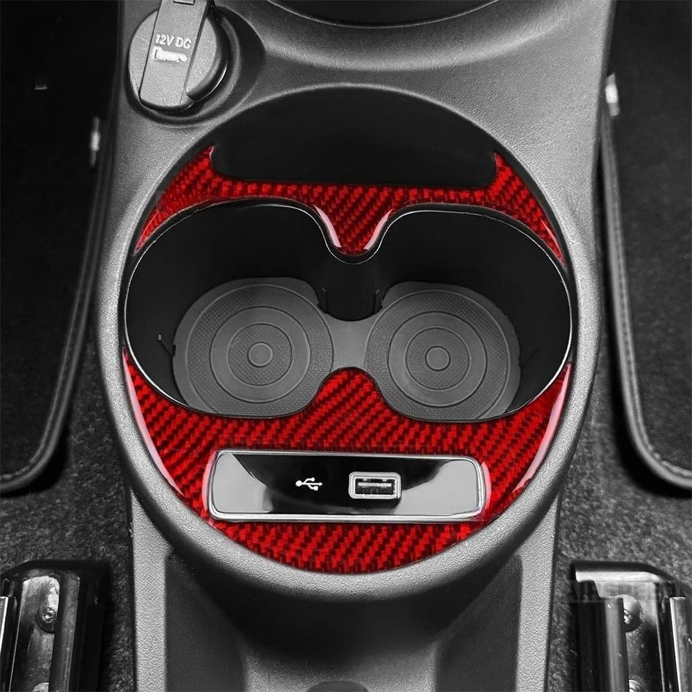 Real Soft Carbon Fiber Cup Holder Frame Sticker For Fiat 500/Abarth 595/695 2016 2017 2018 2019 2020 2025 2025 2025 2025 LHD RHD