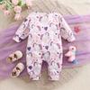 1-9 Months Newborn Baby Girl Cute Unicorn & Heart All-over Print Long Sleeve Romper